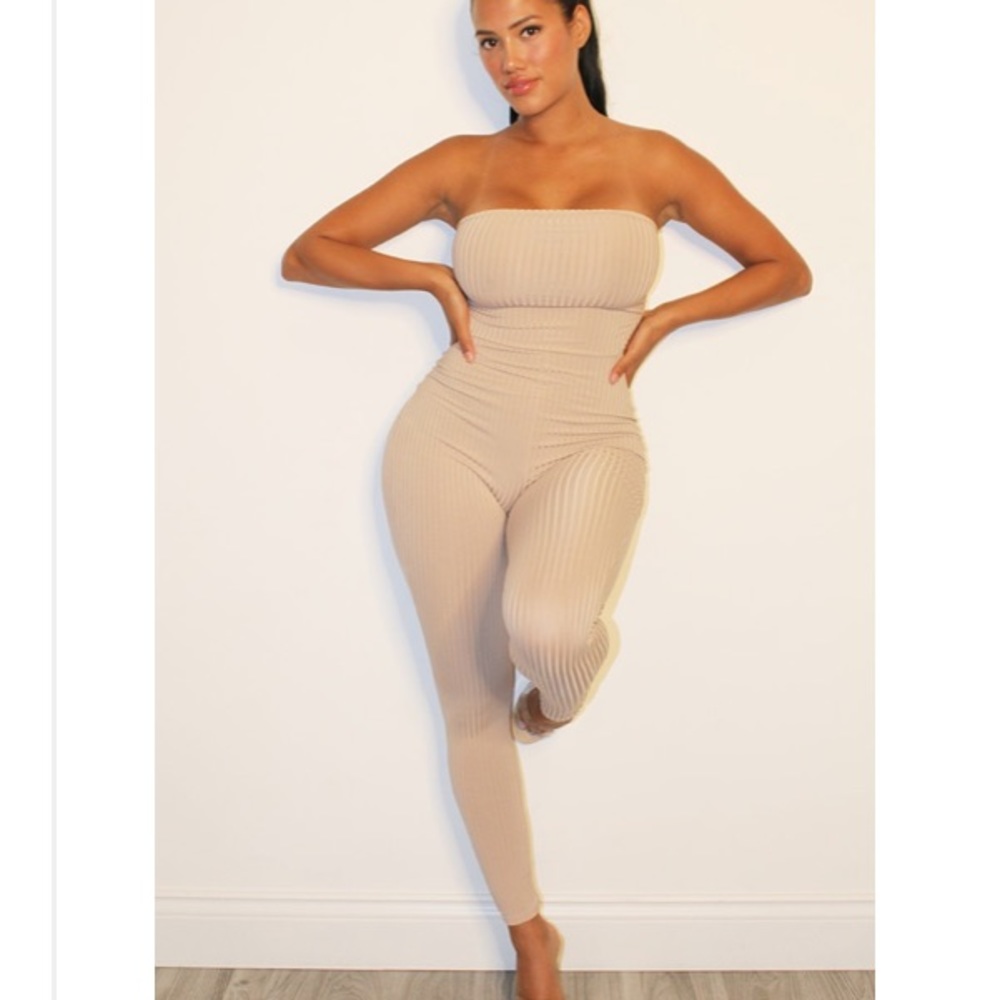 Nude cut out prettylittlethings jumpsuit